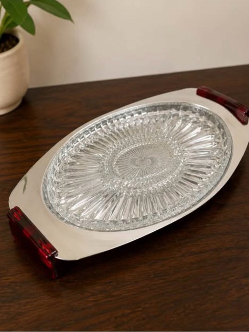 Vintage Kromex Gourmates Chrome & Glass Serving Tray | Made in Canada | MCM
